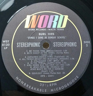 Burl Ives - Songs I Sang In Sunday School (LP, Album) - Funky Moose Records 2284309663-mp003 Used Records
