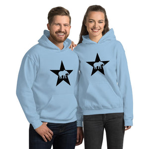 Elephants & Stars Black Star Unisex HoodieLight BlueS