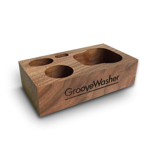 GrooveWasher Walnut Display BlockCleaning