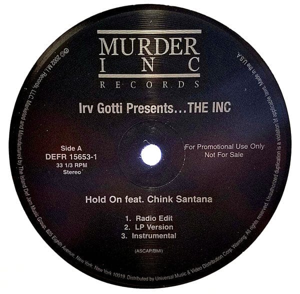 Irv Gotti presents... The Inc - Hold On / Gangstafied (12", Promo) - Funky Moose Records 2360616865-LOT004 Used Records