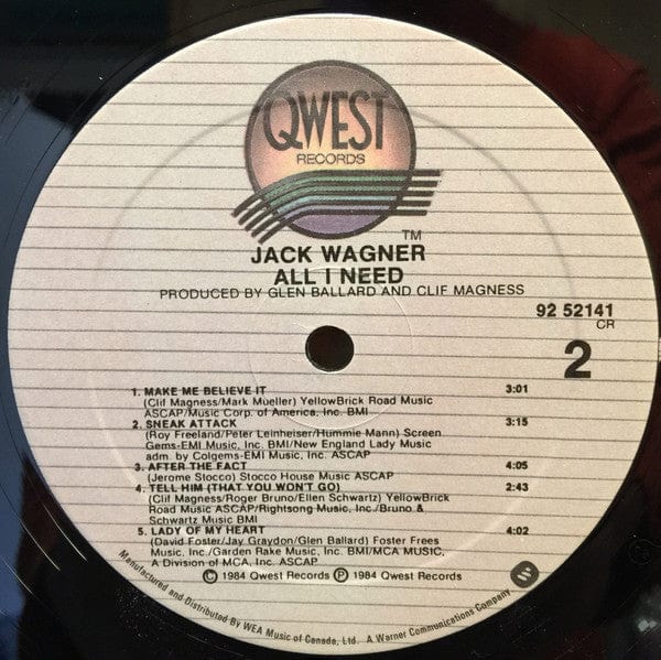 Jack Wagner - All I Need (LP, Album) - Funky Moose Records 2364009763-JP5 Used Records