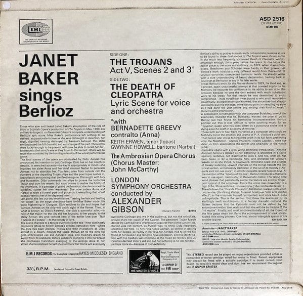 Janet Baker / Berlioz* / Alexander Gibson / The London Symphony Orchestra - Janet Baker Sings Berlioz (LP) - Funky Moose Records 2214360136-JH5 Used Records
