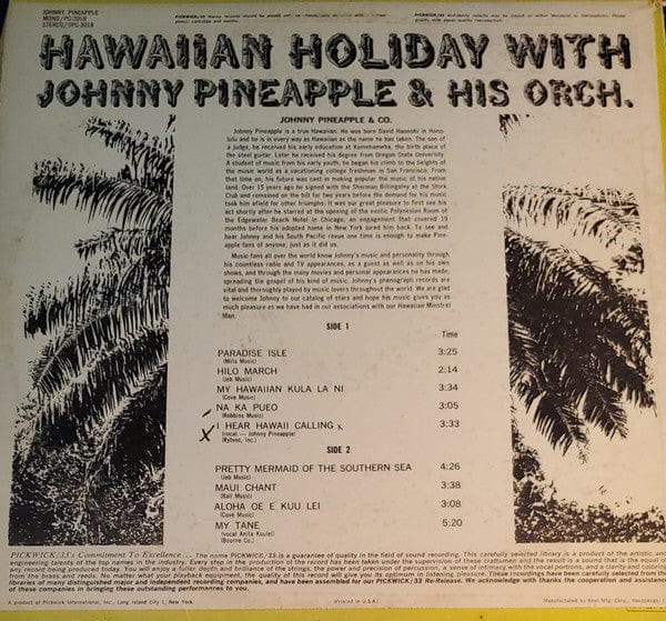 Johnny Pineapple & His Orch.* - Hawaiian Holiday With (LP, Album) - Funky Moose Records 2485767500-LOT006 Used Records