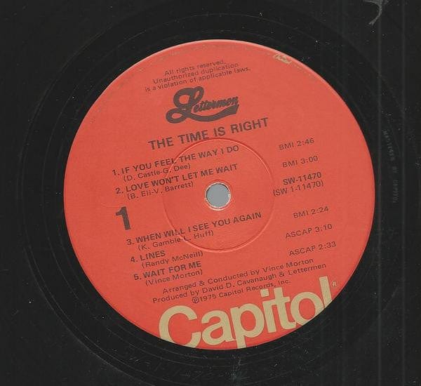 Lettermen* - The Time Is Right (LP, Album, Club, RCA) - Funky Moose Records 2315441605-LOT002 Used Records