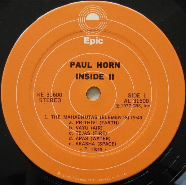 Paul Horn - Inside II (LP, Album, Gat) - Funky Moose Records 2262460510-mp003 Used Records