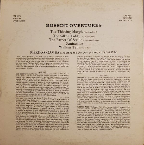 Pierino Gamba, London Symphony Orchestra* - Rossini Overtures (LP, Album, Mono) - Funky Moose Records 2199456320-JH5 Used Records